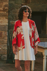 One Hundred Stars Stork Scarlet Kimono