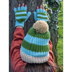 Rockahula Cosy Striped Knitted Green Gloves 3-6 Years
