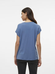 Vero Moda Ava Plain Short Sleeve Top - Coronet Blue