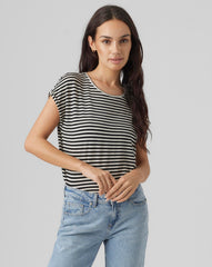 Vero Moda Ava T-Shirt - Black/Pristine Stripe