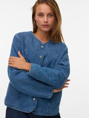 Vero Moda - Mera Quilted Jacket in Medium Blue Denim