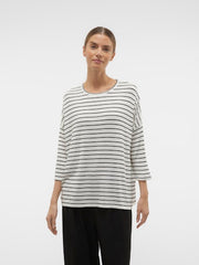 Vero Moda Vmbrianna 3/4 Pullover Boo Rep- Snow White/ Black