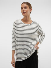 Vero Moda Vmbrianna 3/4 Pullover Boo Rep- Snow White/ Black