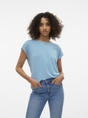 Vero Moda Ava T-Shirt - Ibiza Blue/Pristine Stripe