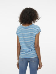 Vero Moda Ava T-Shirt - Ibiza Blue/Pristine Stripe