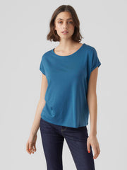 Vero Moda Ava Plain T-Shirt - Moroccan Blue