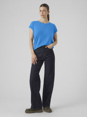 Vero Moda Ava Plain T-Shirt - Ibiza Blue