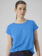 Vero Moda Ava Plain T-Shirt - Ibiza Blue