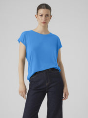 Vero Moda Ava Plain T-Shirt - Ibiza Blue