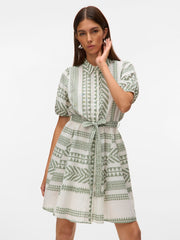Vero Moda Dicthe Organic Cotton Dress - Snow White/ Ibiza Hedge