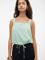 Vero Moda Milo Singlet Cropped Tie Top - Silt Green