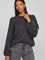 Vila Choca Pearl Jumper - Dark Grey