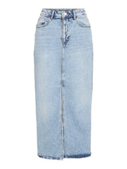 Vila Jaf Midi Denim Skirt - Light Blue