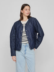 Vila Malona - Denim Quilted Jacket - Dark Blue Denim