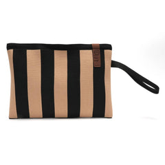Billie Woven Pouch Bag- Taupe/Black Stripe