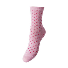 Organic Cotton Glitter Socks - Begonia Pink/Small Dots