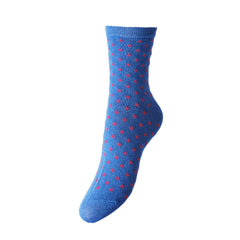 Organic Cotton Glitter Socks - Princess Blue/Small Dots