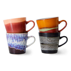 HKliving 70's Ceramics Americano Mugs Friction - Set of 4