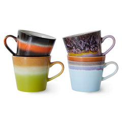 HKliving 70's Ceramics Cappuccino Mugs Solid - Set of 4