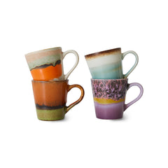 HKliving 70's Ceramics Espresso Mugs Retro - Set of 4