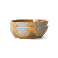 HKliving 70s Ceramics Set of two Pasta Bowls - Oasis