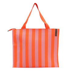 Lara Shopper Tote Bag - Orange/Pink Stripe