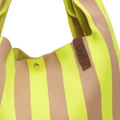 Lois Shopper Tote Bag - Taupe/Neon