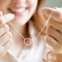 Lisa Angel Brushed Interlocking Hoop Necklace in Silver