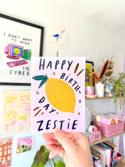Kerrie Illustrates Happy Birthday Zestie Birthday Card