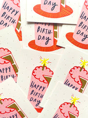 Kerrie Illustrates Happy Birthday Pink Cake Birthday Card
