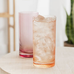 Uberstar Twist Highball Glass Tumblers - Pink/Peach