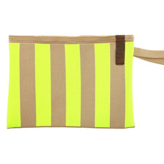 Billie Zip Pouch Bag - Neon Yellow/Beige Stripe