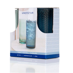 Twist Highball Glass Tumblers - Set of 2 Blue/Green