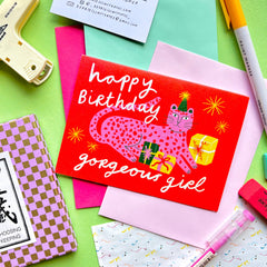 Kerrie Illustrates Happy Birthday Gorgeous Girl Leopard Birthday Card