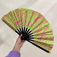 Esoteric London Statement Printed Fan - Lime Tiger Print