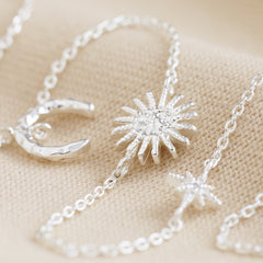 Lisa Angel Sun and Moon Chain Necklace in Silver