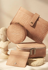 Estella Bartlett Travel Document Wallet Blush Snake Print