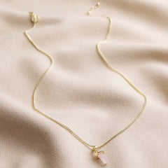 Lisa Angel Rose Quartz Crystal Point Pendant Necklace in Gold
