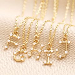 Lisa Angel Crystal Constellation Initial Necklace in Gold