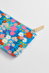 Estella Bartlett Card Purse - Bright Blue Floral Print Cotton Canvas