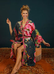 Powder Design - Painted Peony Kimono Gown