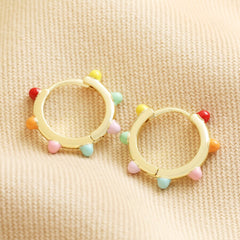 Lisa Angel Colourful Enamel Pom Pom Huggie Hoop Earrings in Gold