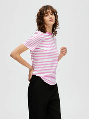 Selected Femme Striped T-Shirt - Cyclamen Pink