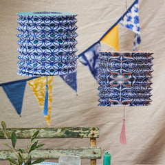 Talking Tables Souk Blue and Yellow Upcycled Cotton Fabric Bunting - 3m