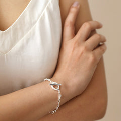 Lisa Angel Silver Stainless Steel Organic T-Bar Bracelet