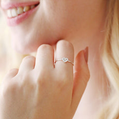 Lisa Angel Adjustable Crystal Heart Ring in Silver