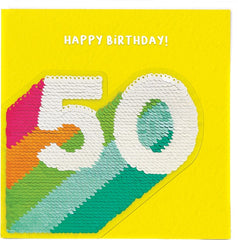 Redback Sequin 50th Birthday Card