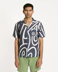 Far Afield Selleck Swirls Print Shirt - Blue Night
