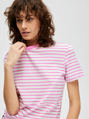 Selected Femme Striped T-Shirt - Cyclamen Pink