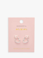 Estella Bartlett Wonderful Mum Twisted Rope Heart Huggie Earrings